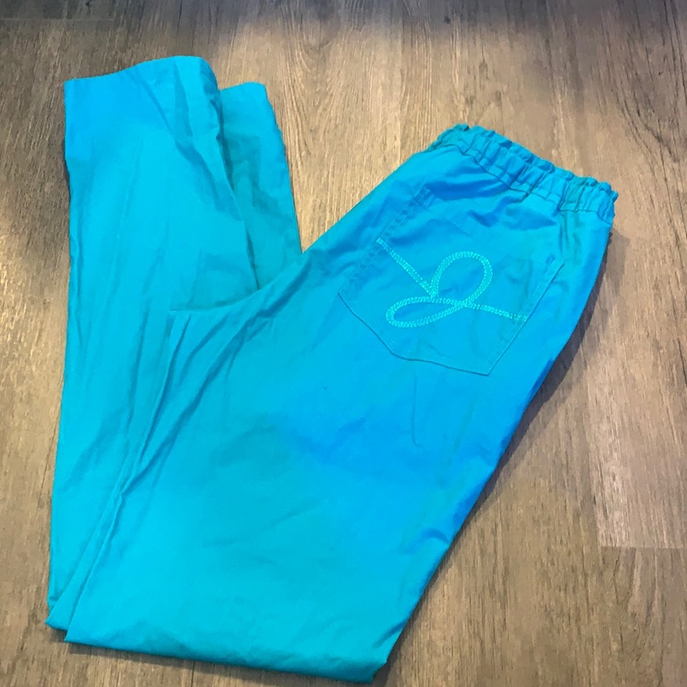 Ladies scrub pants teal small